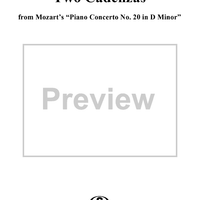 Two Cadenzas to Mozart: Piano Concerto No. 20 in D Minor, K466