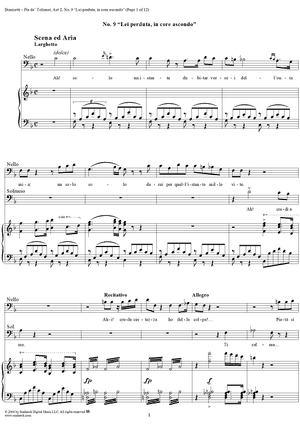 Pia de' Tolomei, Act 2, No. 9: Scena ed Aria - "Lei perduta, in core ascondo" - Score