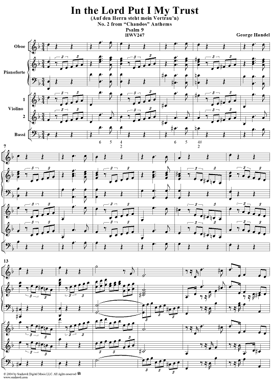 "Chandos" Anthems: No. 2, In the Lord Put I My Trust