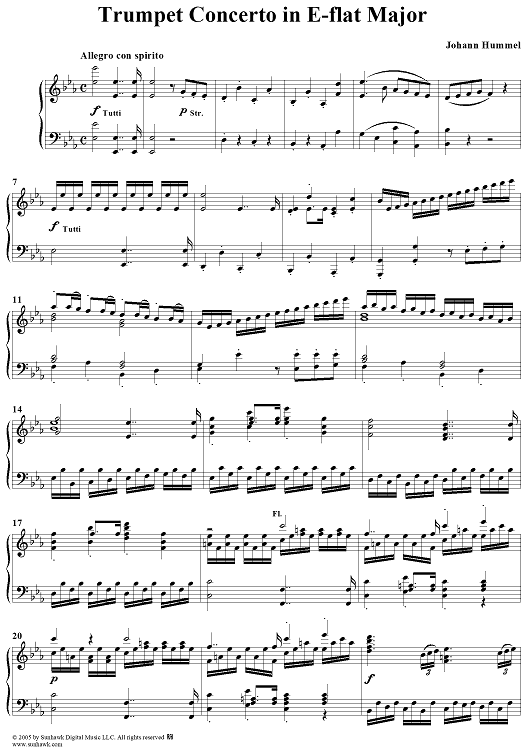 Trumpet Concerto - Piano Score