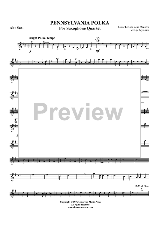 Pennsylvania Polka - Alto Saxophone