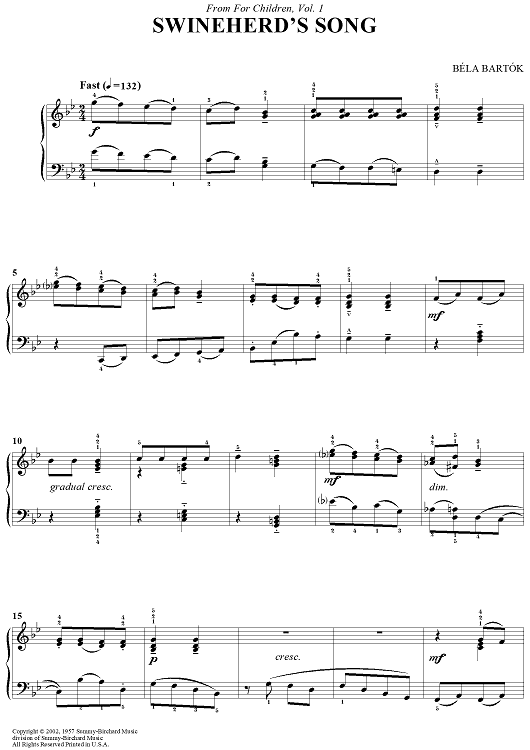 Swineherd's Song - From 'For Children, Vol. 1'