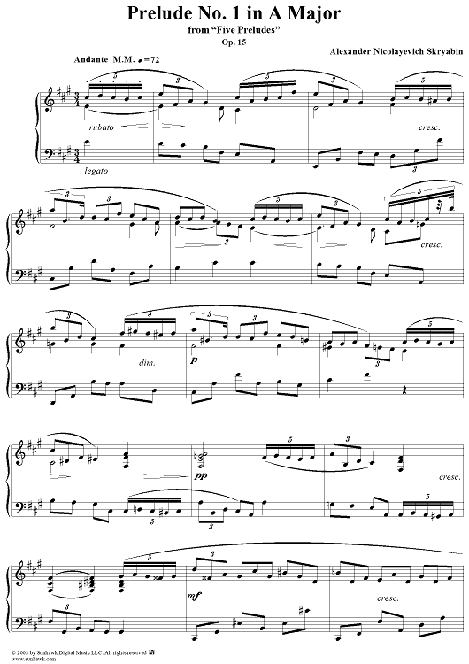 Prelude No. 1 in A Major, Op. 15, No. 1