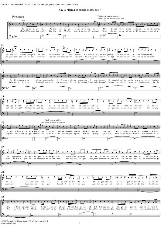 "Deh, per questo istante solo", No. 19 from "La Clemenza di Tito", Act 2 (K621) - Full Score