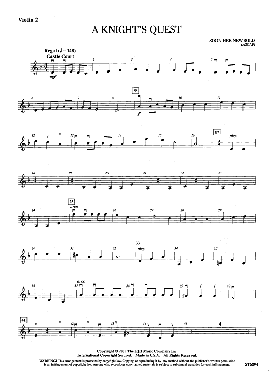 A  Knight's Quest - Violin 2