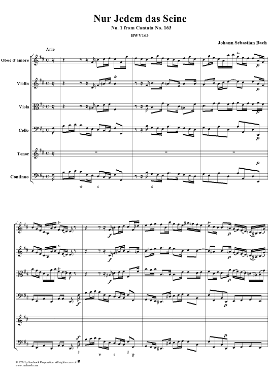 Nur Jedem das Seine - No. 1 from Cantata No. 163 - BWV163