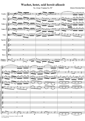 First Chorus from Cantata No. 70  ("Wachet, Betet, Seid Bereit Allezeit")