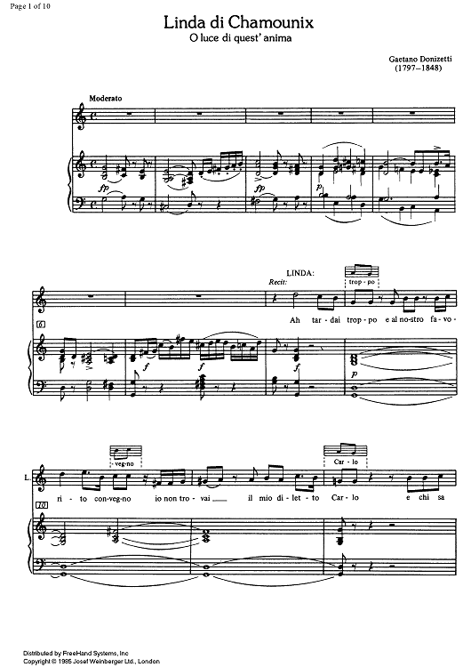 O luce di quest' anima from Linda di Chamounix