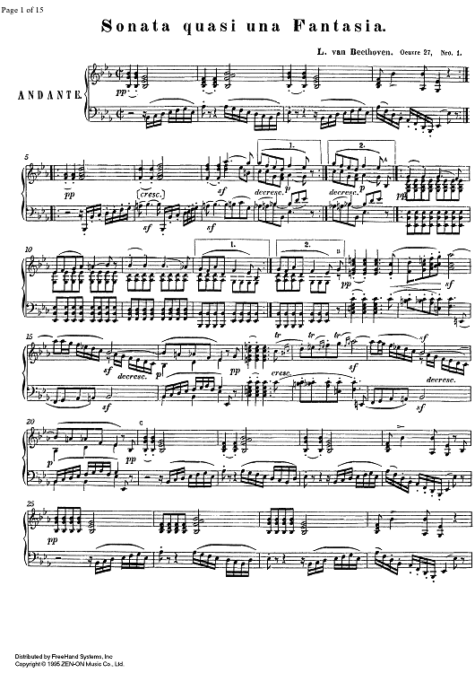 Sonata No.13 Eb Major Op.27 No. 1 Fantasie - Piano