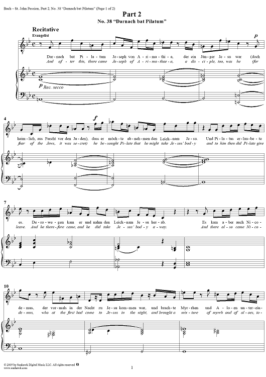 St. John Passion: Part II, No. 38, "Darnach bat Pilatum"