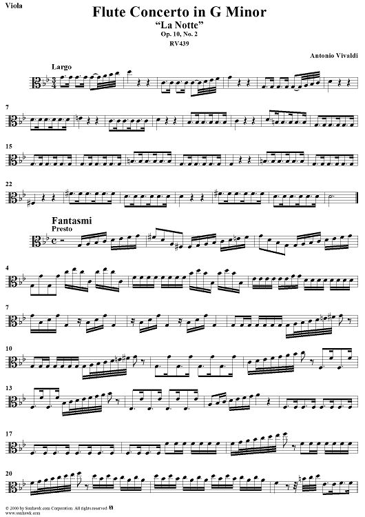 Flute Concerto in G Minor ("La Notte")  - Op. 10, No. 2 - RV 439 - Viola