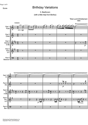 Birthday Variations Beethoven - Score