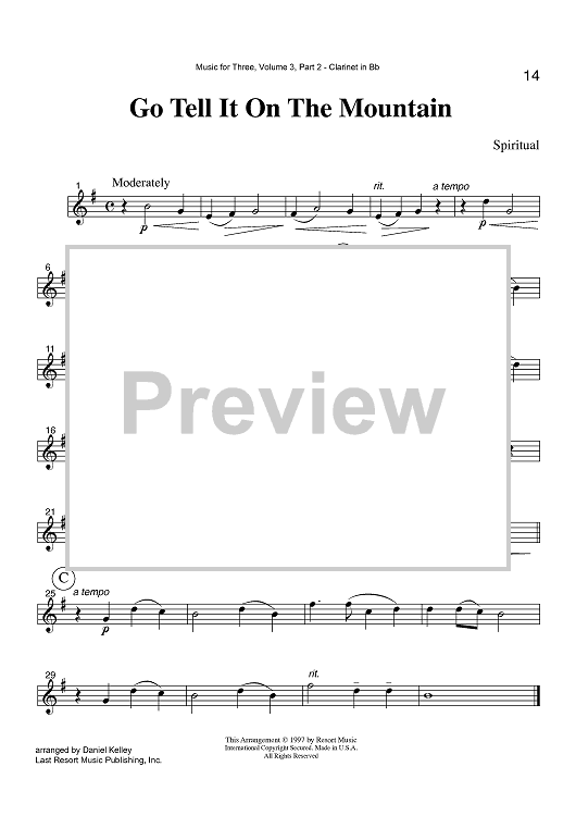 Go Tell It On The Mountain - Part 2 Clarinet in Bb