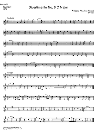 Divertimento No. 6 C Major KV188 - Trumpet in C 1