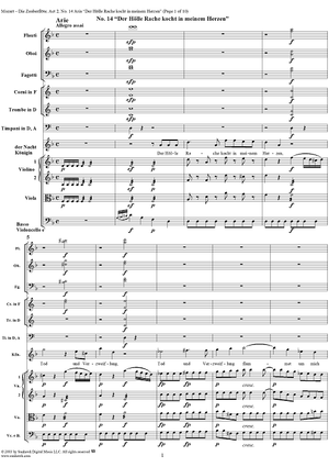 "Der Hölle Rache kocht in meinem Herzen", No. 14 from  "Die Zauberflöte", Act 2 (K620) - Full Score