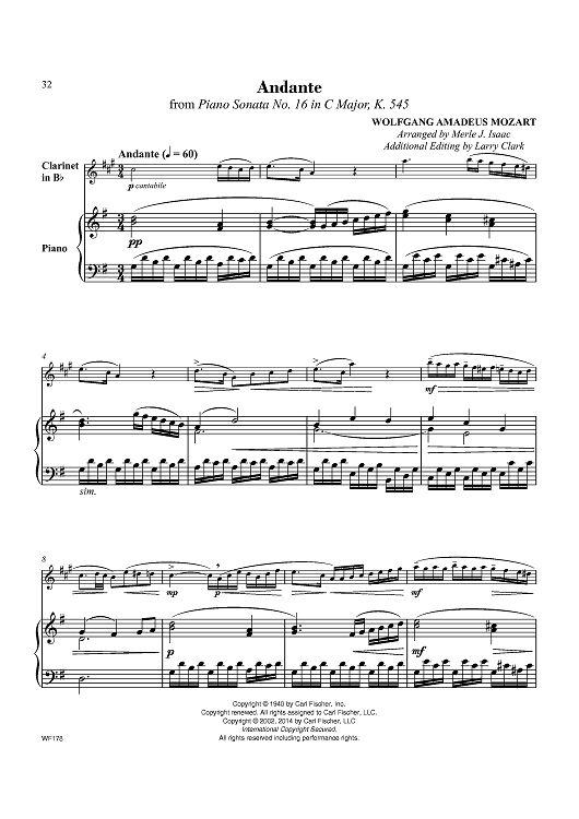 Andante - from Piano Sonata No. 16 in C Major, K. 545