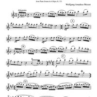 Rondo alla turca - from Piano Sonata in A Major, K. 331 - Part 1 Flute, Oboe or Violin