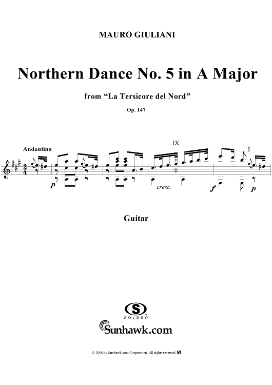 Northern Dance No. 5 in A major - From "La Tersicore del Nord" Op. 147