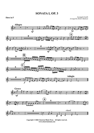 Sonata I, Op. 3 - Horn in F