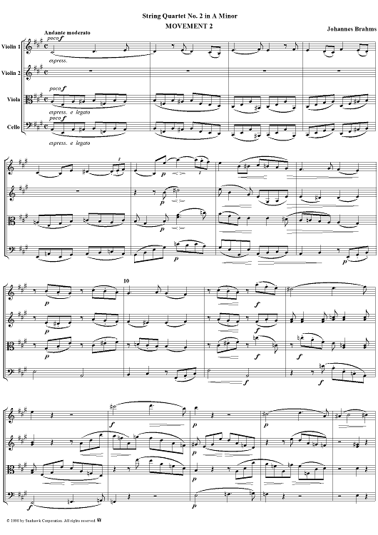 String Quartet No. 2, Movement 2 - Score
