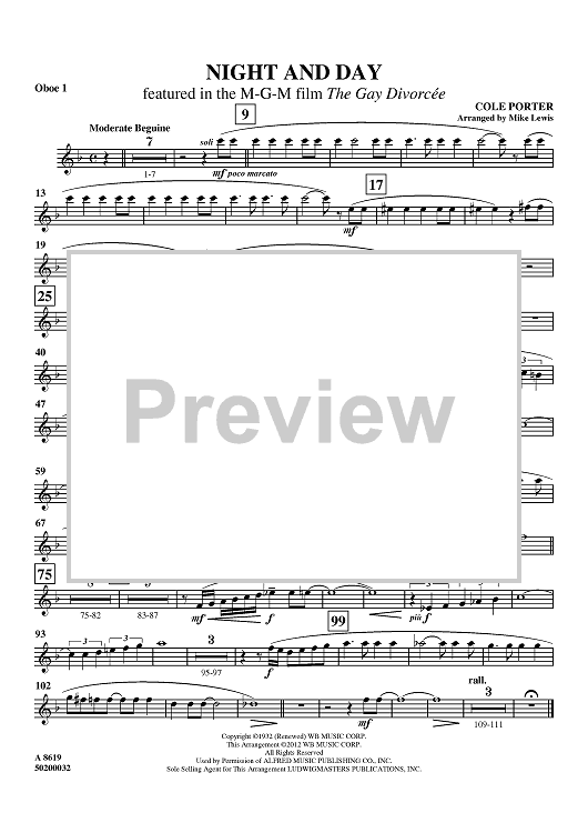 Night and Day - Featured in the M-G-M film The Gay Divorcée - Oboe 1