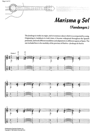 Marisma y Sol (Fandangos) - Score