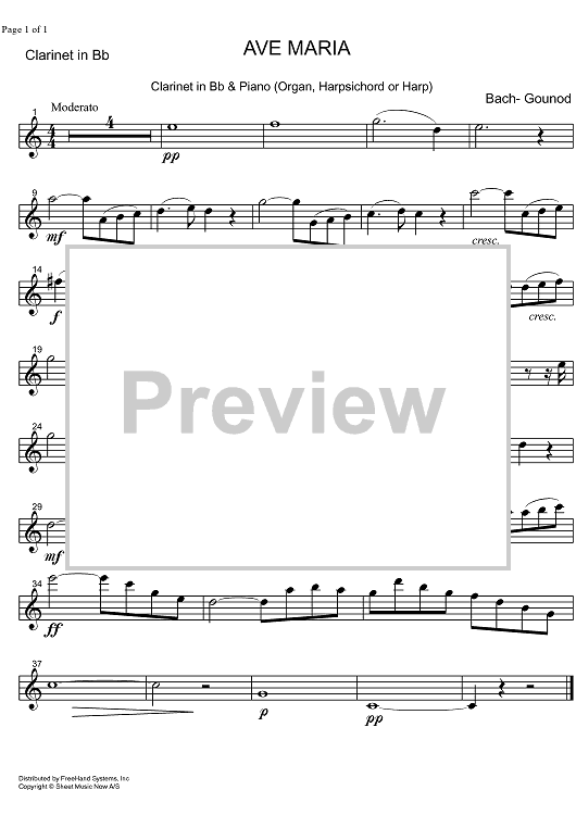 Ave Maria - Clarinet in B-flat