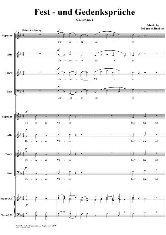 Fest-und Gedenkspruche, Op. 109, No. 1