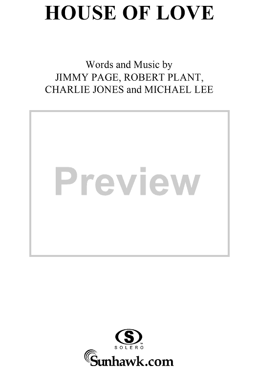 robert plant house of love House of Love" Sheet Music by Jimmy Page; Robert Plant for Guitar Tab/Vocal