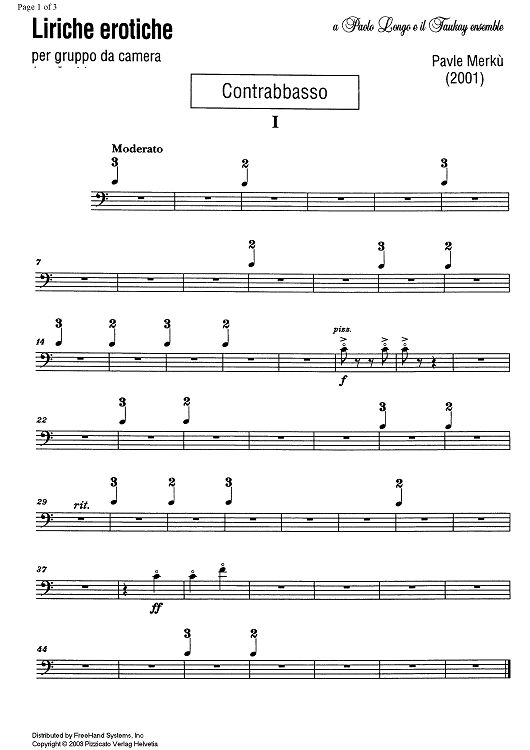 Liriche erotiche (Erotic poems) - Double Bass