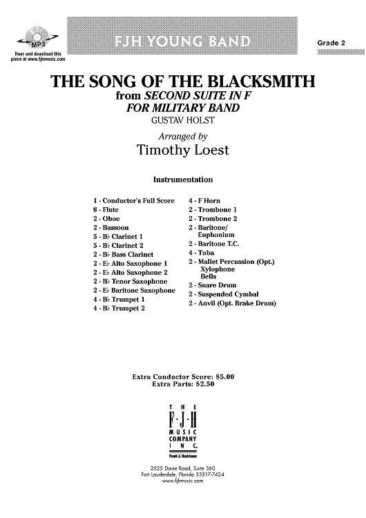 The Song of the Blacksmith - Score Cover