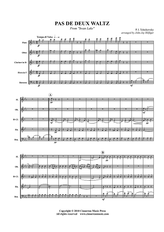 Pas de Deux Waltz - From "Swan Lake" - Score