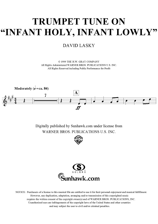 Trumpet Tune on "Infant Holy, Infant Lowly" - Trumpet