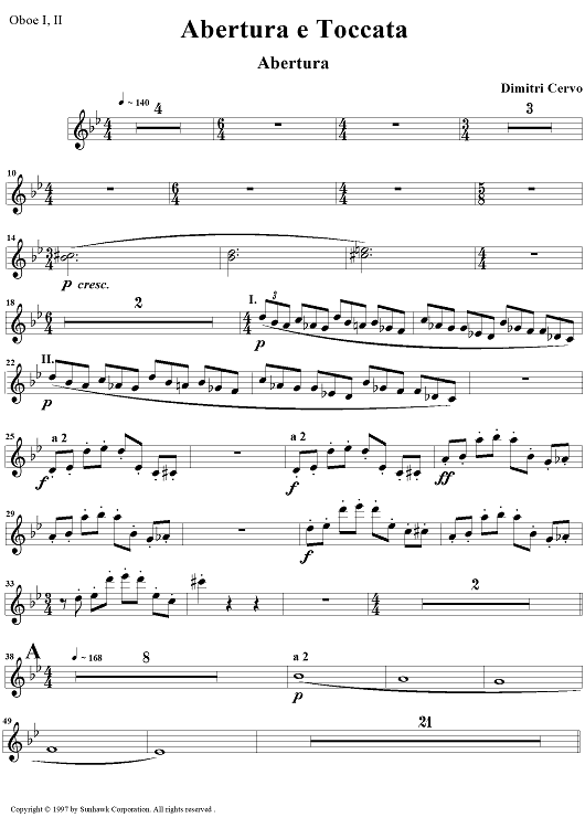 Abertura e Toccata - Oboe