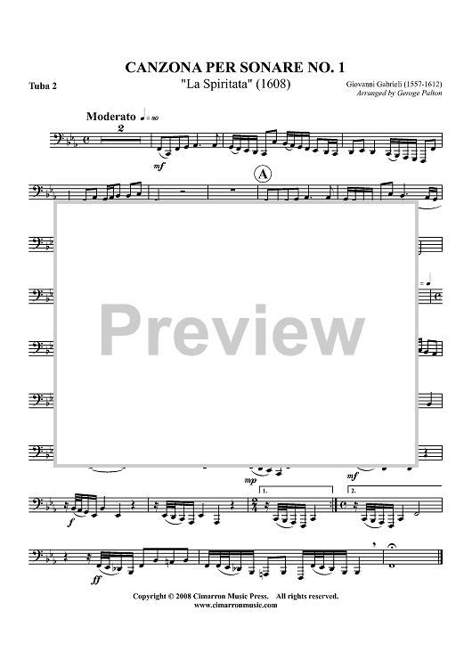Canzon per Sonare No. 1 "La Spiritata" (1608) - Tuba 2