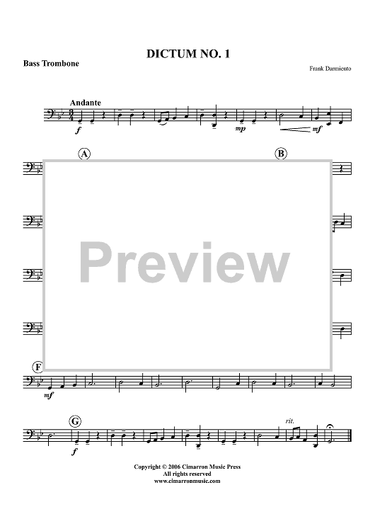 Dictum No. 1 - Bass Trombone
