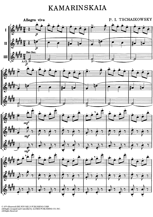 Kamarinskaia - Eb Saxes / Eb Clarinets