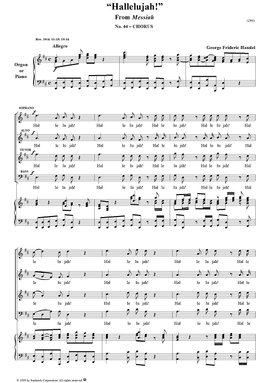 Messiah, no. 44: Hallelujah! - Piano Score