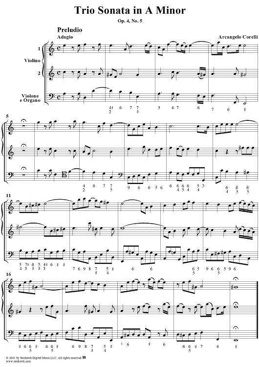 Trio Sonata in A Minor  - Op. 4, No. 5 - Score