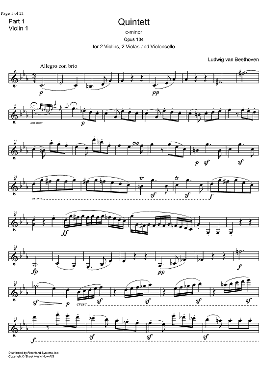 String Quintet c minor Op.104 - Violin 1