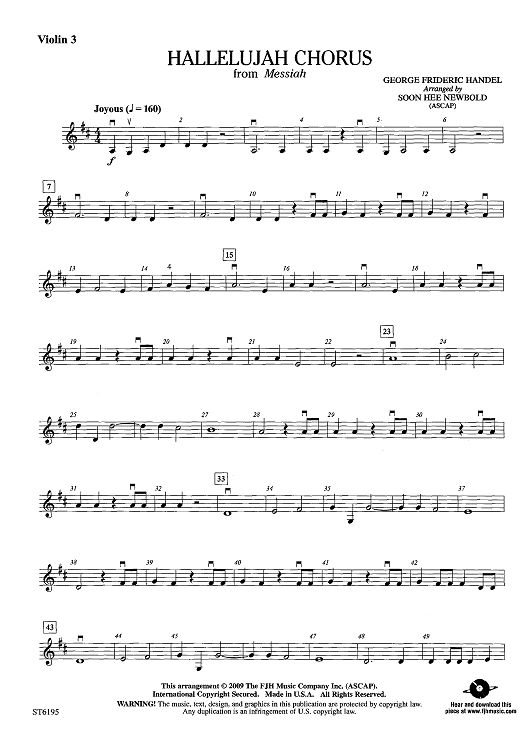 Hallelujah Chorus - from Messiah - Violin 3 (Viola T.C.)