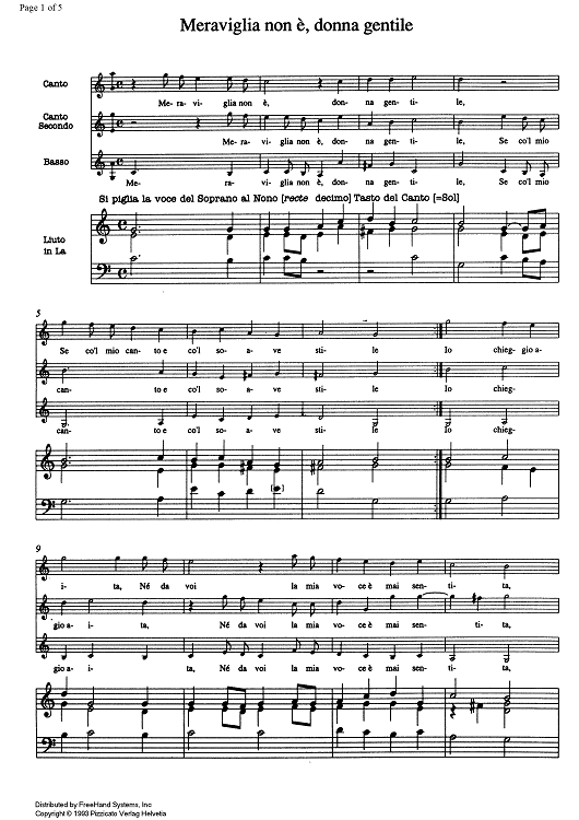 Meraviglia non è, donna gentile