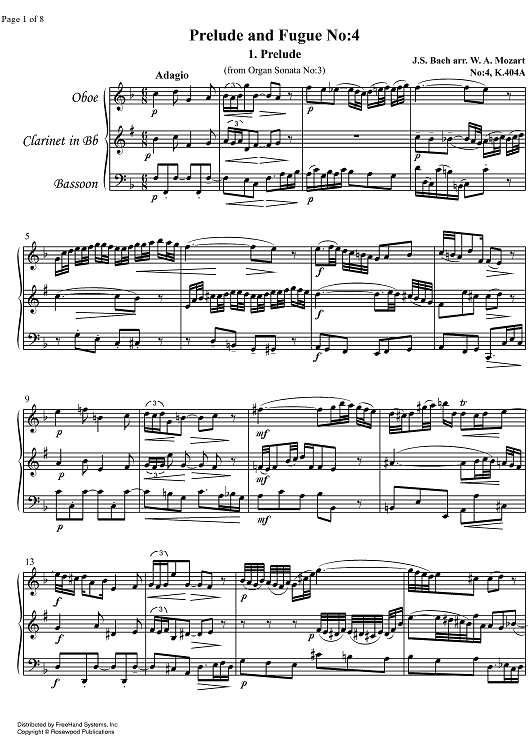 Prelude and Fugue No. 4 KV404A - Score