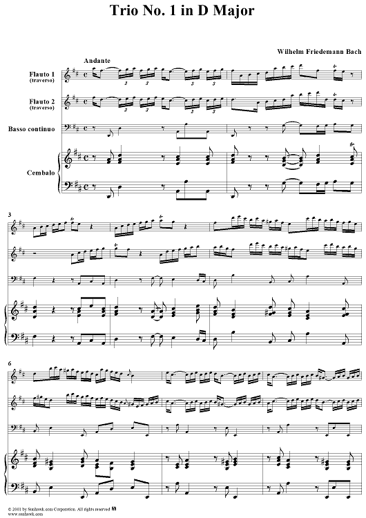 Trio Sonata No. 1 in D Major - Piano Score