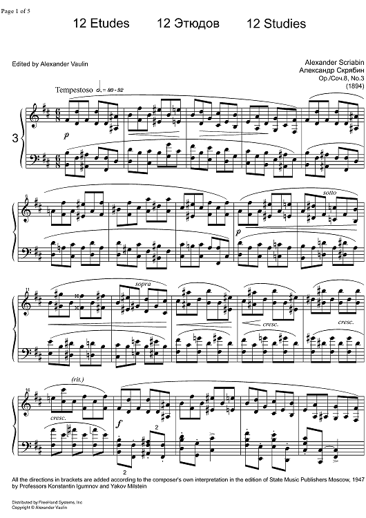Etude Op. 8 No. 3 - Piano