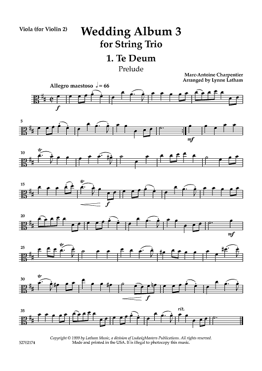 Wedding Album 3 for String Trio - Viola
