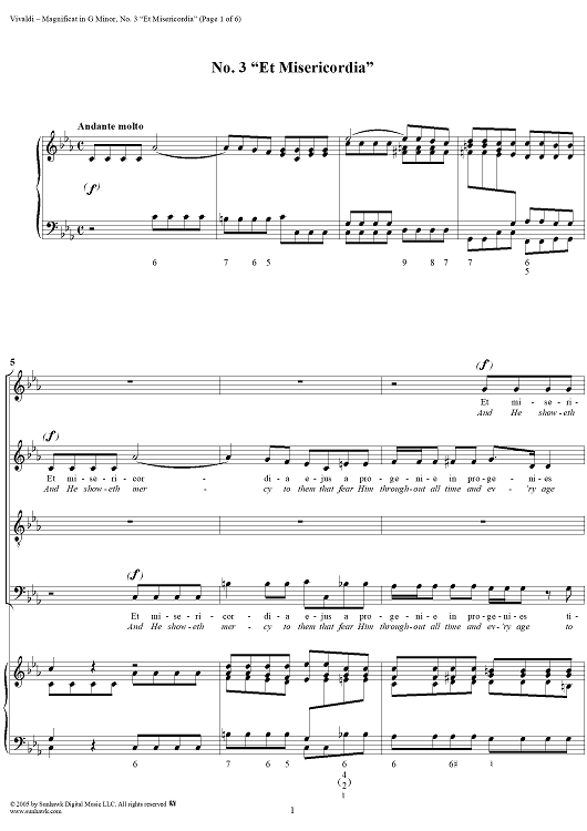 Magnificat in G Minor: No. 3, Et Misericordia