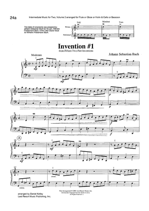 Invention #1 from Fifteen Two-Part Inventions