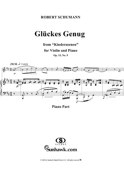 Kinderszehen, Op. 15, No. 05, "Glückes genug" (contentedness), - Piano