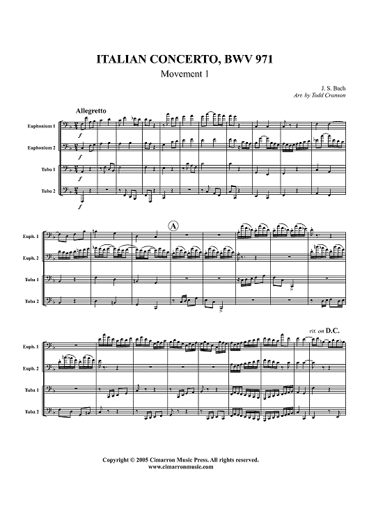 Italian Concerto, BWV 971, Mvt. 1 - Score